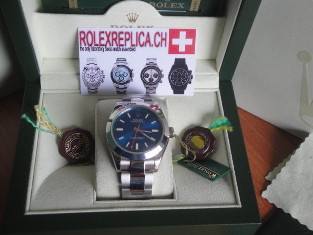 Rolex Milgauss New 2014 fondo blu replica