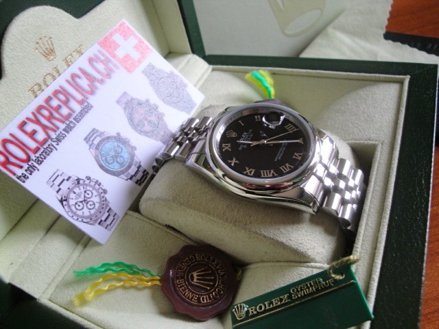Rolex datejust replica black roman jubilèè dial