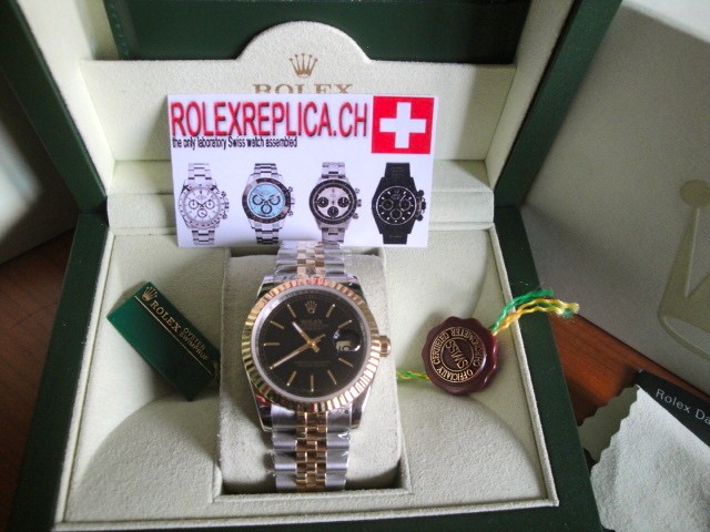 Rolex replica datejust acciaio oro nero barretta replica orologi