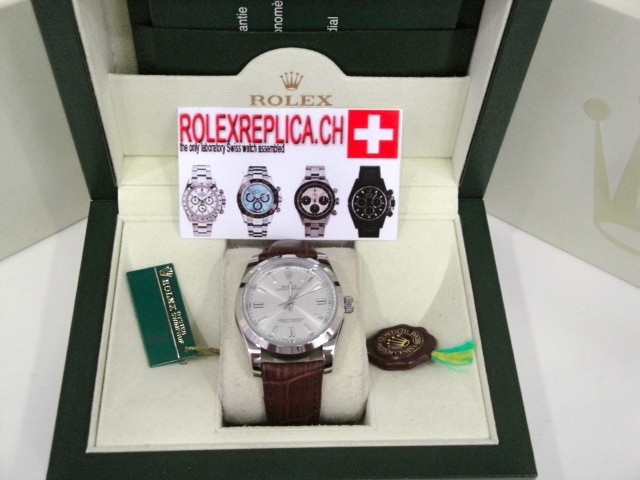 Rolex replica datejust oyster argentèè pelle leather imitazione replica orologi