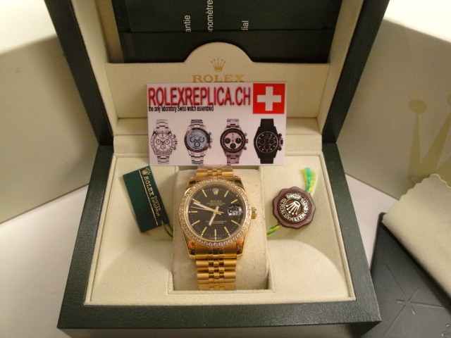 Rolex replica datejust full brillantine oro giallo imitazione replica orologio jubilèè